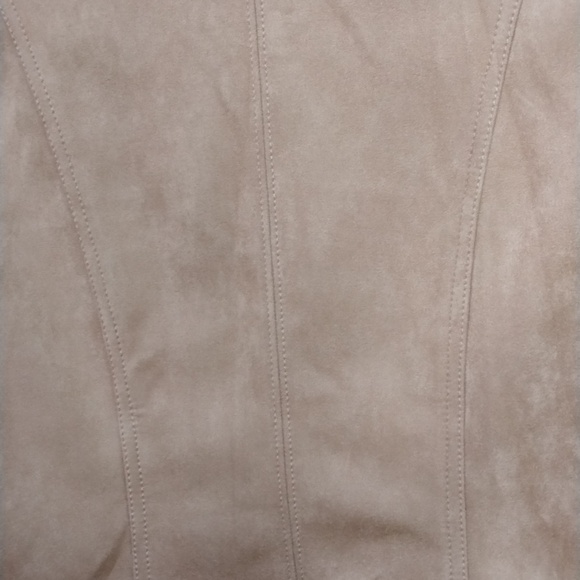 NWOT WHBM Women Sz LP Cropped Faux Suede Jacket Brown, Front Zip Spread Collar - Picture 9 of 12